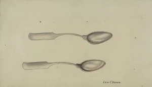 Cronk Lon Prints: Silver Spoon, 1935/1942. Creator: Lon Cronk