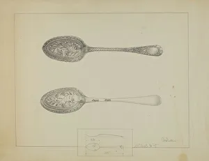 Winter Charlotte Prints: Silver Spoon, c. 1936. Creator: Charlotte Winter
