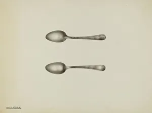 Utensils Prints: Silver Spoon, c. 1938. Creator: Kalamian Walton