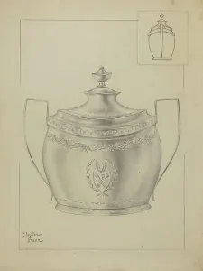 Sugarbowl Prints: Silver Sugar Bowl, c. 1936. Creator: Clayton Braun