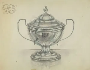 Sugarbowl Prints: Silver Sugar Bowl, c. 1936. Creator: Herbert Russin