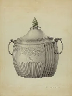 Sugarbowl Prints: Silver Sugar Bowl, c. 1936. Creator: Leo Drozdoff