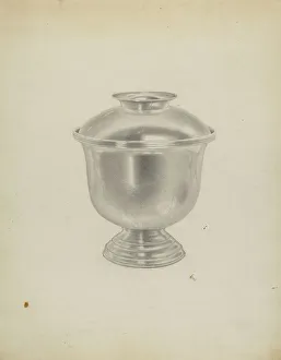 Sugarbowl Prints: Silver Sugar Bowl, c. 1938. Creator: Michael Fenga