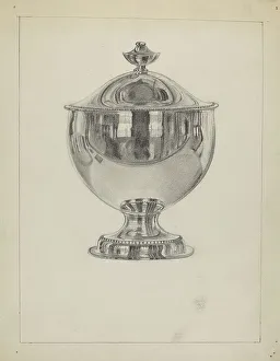 Sugarbowl Prints: Silver Sugar Bowl with Cover, c. 1936. Creator: Vincent Carano
