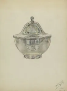 Sugarbowl Prints: Silver Sugar Bowl with Cover, c. 1936. Creator: Frank Fumagalli