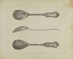 Two Silver Sugar Spoons, c. 1936. Creator: Anthony Zuccarello