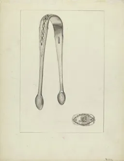 Tongs Prints: Silver Sugar Tongs, 1935/1942. Creator: Anthony Zuccarello
