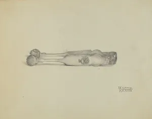 Tongs Prints: Silver Sugar Tongs, 1935/1942. Creator: Kalamian Walton