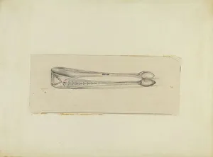 Tongs Prints: Silver Sugar Tongs, 1935/1942. Creator: Mary Berner