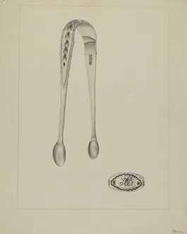 Tongs Prints: Silver Sugar Tongs, c. 1936. Creator: Anthony Zuccarello