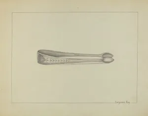Tongs Prints: Silver Sugar Tongs, c. 1936. Creator: Suzanne Roy