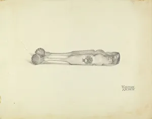Tongs Prints: Silver Sugar Tongs, c. 1939. Creator: Kalamian Walton