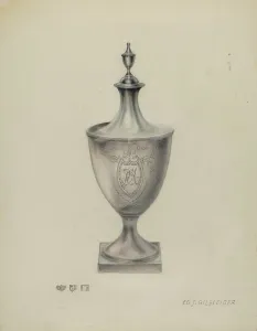 Sugarbowl Prints: Silver Sugar Urn, c. 1940. Creator: E. J. Gilsleider