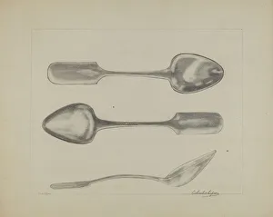 Columbus Simpson Prints: Silver Tablespoon, 1935/1942. Creator: Columbus Simpson