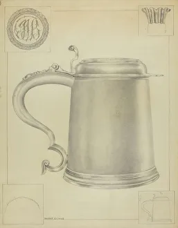 Beer Mug Prints: Silver Tankard, c. 1936. Creator: Hester Duany