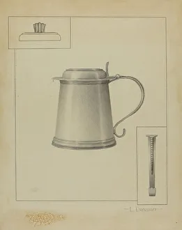 Graphite On Paper Prints: Silver Tankard, c. 1936. Creator: Leo Drozdoff