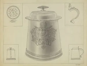 Bird Motif Prints: Silver Tankard, c. 1936. Creator: Michael Fenga