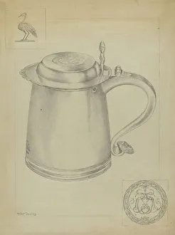 Beer Mug Prints: Silver Tankard, c. 1937. Creator: Hester Duany