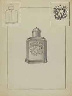 Tea Caddy Prints: Silver Tea Caddy, c. 1937. Creator: Michael Fenga