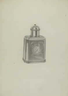 Tea Caddy Prints: Silver Tea Caddy, c. 1937. Creator: Michael Fenga