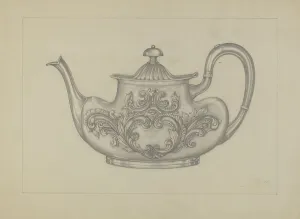 Arthur Wegg Prints: Silver Teapot, 1935/1942. Creator: Arthur Wegg