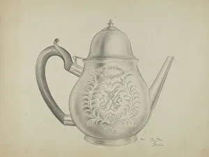 Silverwork Prints: Silver Teapot, 1935/1942. Creator: Clayton Braun