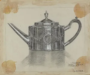 Silver Teapot, 1935/1942. Creator: Herman Bader