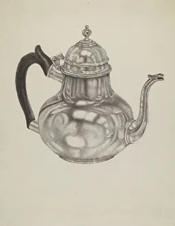 Graphite On Paper Prints: Silver Teapot, 1935/1942. Creator: Unknown