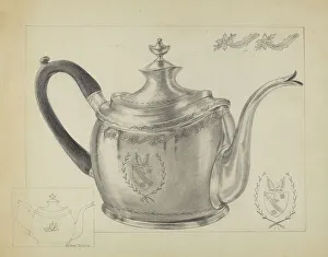 Hester Duany Prints: Silver Teapot, c. 1935. Creator: Hester Duany