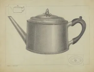 Charles Garjian Prints: Silver Teapot, c. 1936. Creator: Charles Garjian