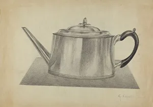 Capelli Giacinto Prints: Silver Teapot, c. 1936. Creator: Giacinto Capelli