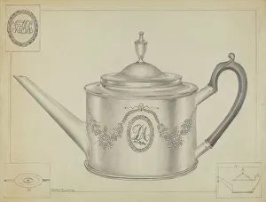 Hester Duany Prints: Silver Teapot, c. 1936. Creator: Hester Duany