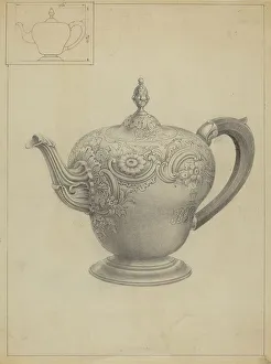 Graphite On Paper Prints: Silver Teapot, c. 1936. Creator: Unknown