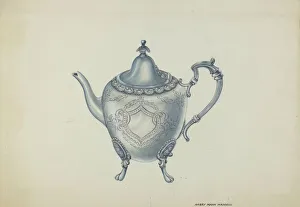 Harry Mann Waddell Prints: Silver Teapot, c. 1937. Creator: Harry Mann Waddell