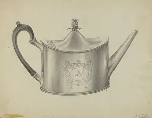 Simon Weiss Prints: Silver Teapot, c. 1937. Creator: Simon Weiss