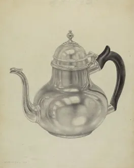 Silver Teapot Prints: Silver Teapot, c. 1938. Creator: Dorothy Dwin