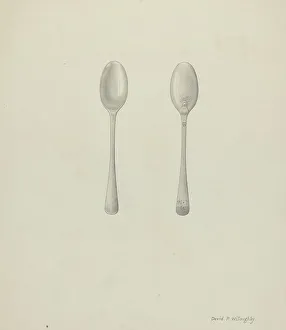 David P Prints: Silver Teaspoon, c. 1936. Creator: David P. Willoughby