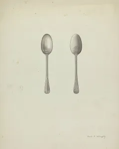 David P Prints: Silver Teaspoon, c. 1937. Creator: David P. Willoughby