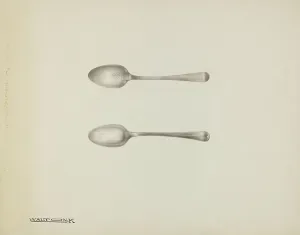 Utensils Prints: Silver Teaspoon, c. 1939. Creator: Kalamian Walton