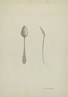 David P Prints: Silver Teaspoon, c. 1940. Creator: David P. Willoughby