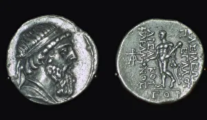Silver tetradrachm of Mithradates I, Parthian, from Iran, 171-138 BC