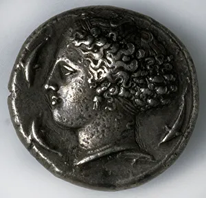4th Century Bc Prints: Silver tetradrachma from Syracuse (obverse: a goddess with dolphins), 5th-4th century BC