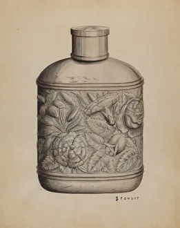 Silver Whiskey Flask, c. 1937. Creator: Robert Stewart