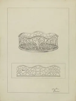 Silverwork Prints: Silver Wine Coasters, c. 1936. Creator: Clayton Braun