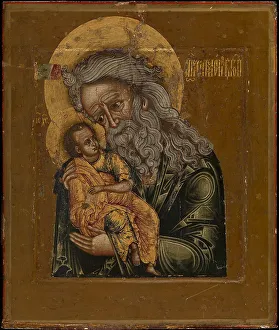 Simeon Prints: Simeon the God-Receiver, 1800. Artist: Russian icon