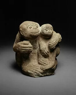 Andesite Collection: Simian Mother and Child, 13th century. Creator: Unknown