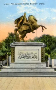Liberation Collection: Simon Bolivar monument, Lima, Peru, early 20th century