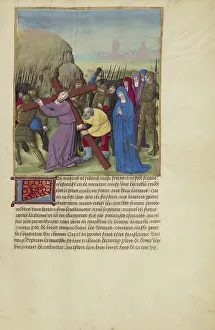 Simon the Cyrene Assisting Christ on the Way to Calvary, about 1480-1490. Creators: Master of Guillaume Lambert, Workshop of Master of Guillaume Lambert