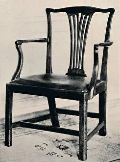 Edward F Prints: Simple Chippendale Mahogany Arm-Chair with Rail Back and Movable Seat