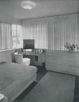 Simple and practical lines characterise this bedroom, 1942